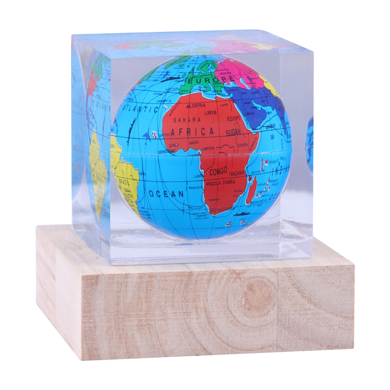Aangepaste huizendecoratie vierkant polygonale cilindrische helder plexiglas kristal acryl mini bureau bolgbol papiergewicht ornament